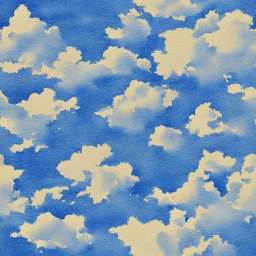 White Clouds On Blue Sky Water Color free seamless pattern